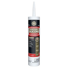 GE Supreme Paintable Silicone Caulk for Kitchen & Bathroom, White, 9.5 fl oz Cartridge, 1 Pack - 100% Waterproof Silicone Sealant, 7X Stronger Adhesion, Shrink & Crack Proof