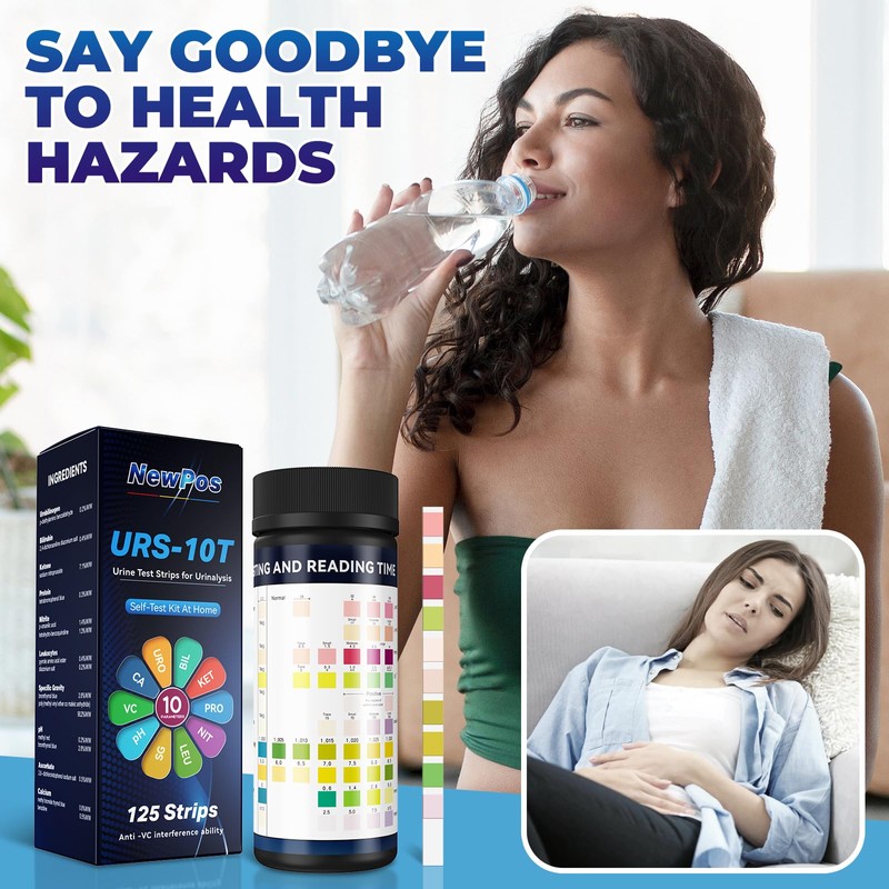 NewPos Urine Test Strips for Urinalysis: 10-in-1 125 CT Urinalysis
