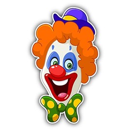 Zirni Clown Face Funny Cartoon Sticker Decal Design 3" X 5"