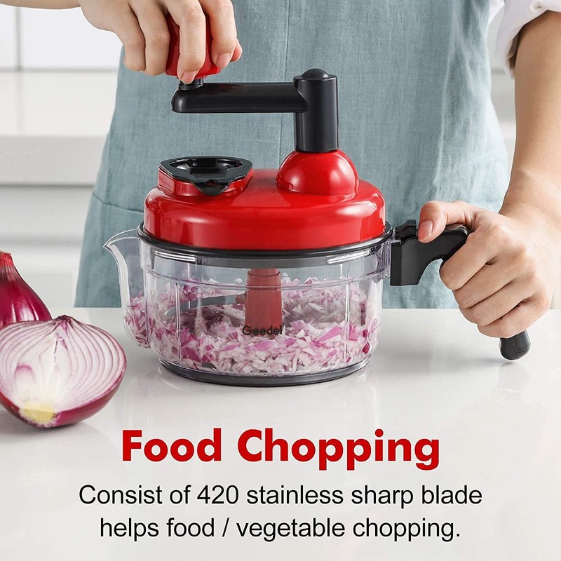 Hand crank food processor chopper for vegetables fruits nuts with