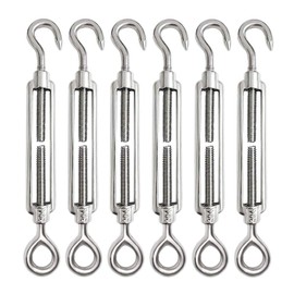 6 pieces turnbuckle wire tensioner hook eyes tension screw wire tensioner stainless steel tensioner set for heavy duty adjustable (M5)