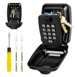 Key Safe Wall Mounted Police Approved,Key Lock Box Outdoor,Large Key Lock Box with Resettable 12-Digit Code Key Safe Box with Weatherproof Cover for Outside Home Garage Office & School