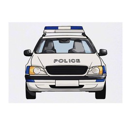 'Police Car Front' Temporary Tattoo - Water Resistant, Skin-Safe, Non-Toxic Transfer (TO00074513)