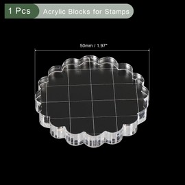 YOKIVE 2 Pack 2" Acrylic Stamp Block with Grid Lines Decorative, Transparent Acrylic Blocks Round, Great for Daily DIY, Crafts, Invitations, Cards