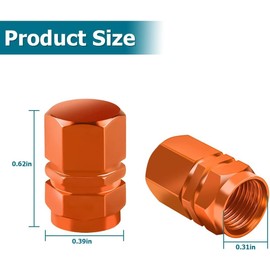12 Pcs Orange Car Tire Valve Stem Cap, Wheel Valve Covers, Leak-Proof Air Caps Cover, Airtight Aluminum Alloy Hexagon Shape Tyre Accessory, Universal for Auto, Truck, SUV, Motorcycle, Bike Tire Valve