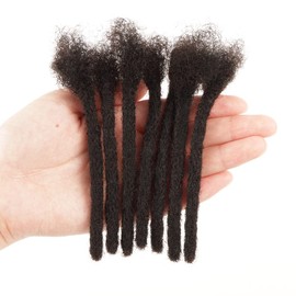 Orientdreads Afro kinky Loc Extensions Human Hair 0.4cm 0.6cm 0.8cm Thickness Human Hair Dreadlock Extensions Full Head Handmade Permanent loc Extensions Bundles (4in 0.8cm 60locs, Natural black)