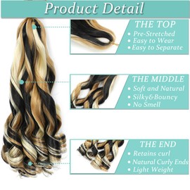 French Curl Braiding Hair, 18 Inch Curly Braiding Hair 8 Packs Bouncy French Curl Crochet Braids for Black Women Pre Stretched Loose Wavy Extensions (P1B/27/613)