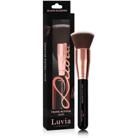 Luvia Buffer Brush - Prime Buffer Brush E110 - Foundation Brush Flat in Black/Rose Gold - Vegan Cosmetic Makeup Brush/Cosmetic Brush