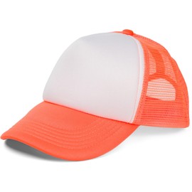 stylebreaker 04023007 5 Panel Mesh Trucker Baseball Cap Adjustable Unisex - Cap White / Neon Orange