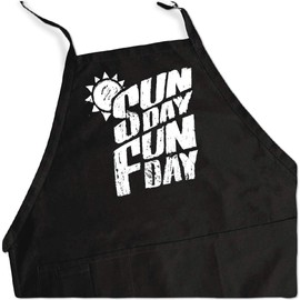 ApronMen, Sunday Funday Adjustable BBQ Apron for Men, One Size (Black Apron)