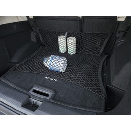 Floor + Back Seat Style Automotive Elastic Trunk Mesh Cargo Net for Nissan Rogue 2021-2025 - Premium Trunk Organizer and Storage - Luggage Net for Crossover - Best Car Organizer for Nissan Rogue