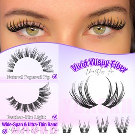 Wispy Lash Clusters 10-16mm Natural Cluster Eyelash Extensions Volume Eyelash Clusters D Curly 144Pcs DIY Lash Extension Thin Band Individual Eyelash Clusters by YDAGKH