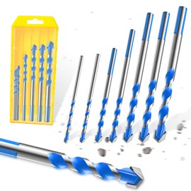 Hakkin 7pcs Metric Masonry Drill Bit Set, 3/4/5/6/7/8/10mm Masonry Cement Tile Drill Bit Set Concrete Diamond Hole Saw Drill Bit for Glass/Brick/Plastic/Cement/Tile