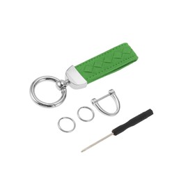Motoforti Car Keychain Universal Key Chain with Ring for Key Fobs for Home for Women Faux Leather Green Silver Tone 1 Set Long-lasting