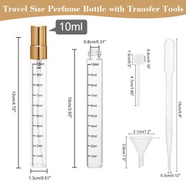 Beomeen 12Pcs 10ML Clear Glass Perfume Travel Refillable Spray Bottles, Mini Perfume Bottle Empty, Portable Cologne Atomizer Sprayer Travel Size Containers Refill Bottles Kit for Toiletries Dispenser