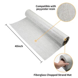 Nansheng Fiberglass Cloth Mat Roll, 40" x 3 Yards, Fiberglass Chopped Strand Mat for Molding, Casting, Roofing, Boat, Marine Repair (30 Sq.Ft., 1.6 Oz.)