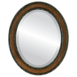 OVALCREST Oval Beveled Wall Mirror for Home Decor - Monticello Style - Walnut - 16x20 Outside Dimensions