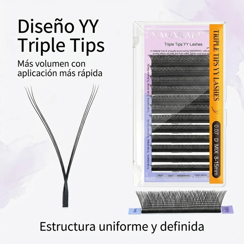 Extensiones Pestañas Mink Nagaraku Triple 3d Yy 0.07 D
