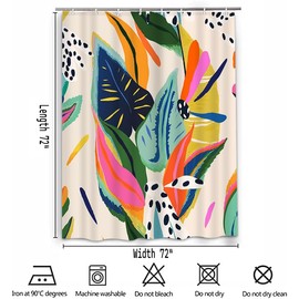 Lofaris Floral Jungle Boho Shower Curtain for Bathroom Colorful Bohemian Abstract Asthetic Pastel Modern Contemporary Art Shower Curtains Bathtubs Waterproof Curtain Decor with 12 Hooks 72x72 Inches