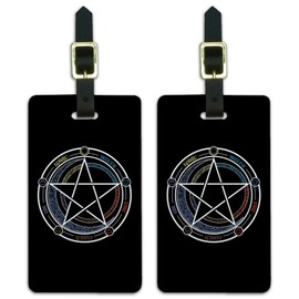 Pentagram Pentacle Star Wiccan Witch Luggage ID Tags Carry-On Cards - Set of 2