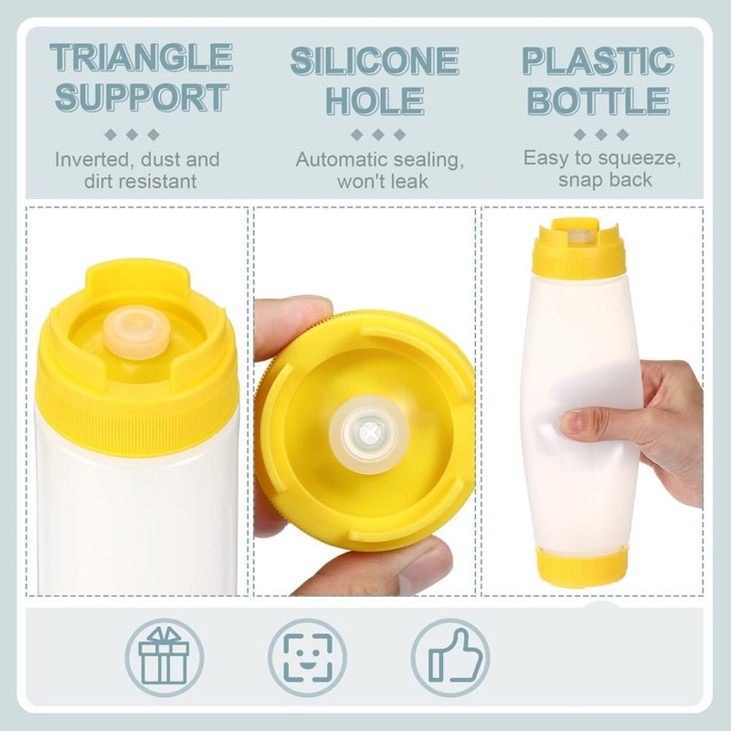20Oz Inverted Plastic Squeeze Bottles, Refillable Tip Large Valve Dispenser