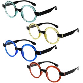 Eyekepper 4 Pack Round Reading Glasses for Women Retro Readers Eyeglasses +0.75