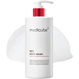 Medicube Red Body Wash || Exfoliate rough and bumpy skin with Salicylic Acid, Lactic Acid, Niacinamide and Hyaluronic Acid | A functional body wash that helps relieve body acne and keratosis pilaris