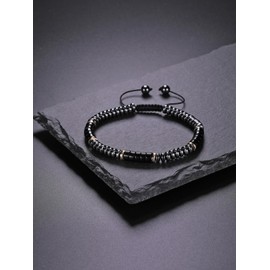 CrystalTears Mens Crystal Beaded Bracelet Hematite Black Obsidian Healing Crystal Protection Bracelets for Men Natural Stone Bracelet Jewellery Gifts for Men Dad Boyfriend Husband Birthday Christmas