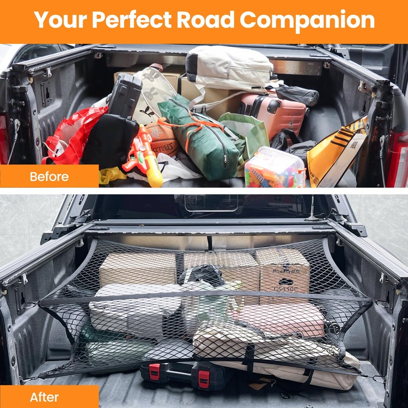 Truck Bed Net, Highly Elastic Cargo Net for Pickup Truck