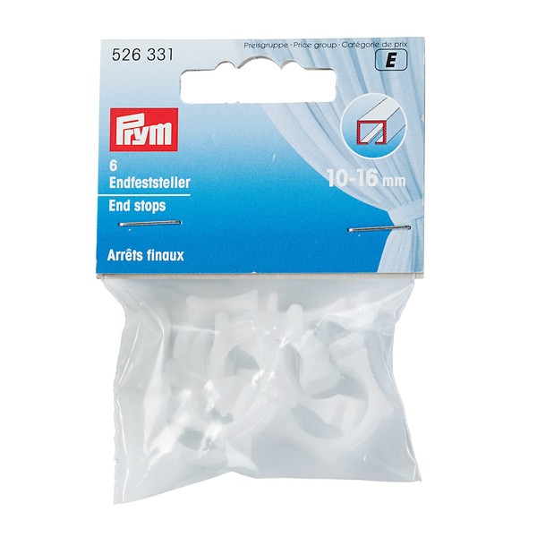 Prym End Stop, White, Endfeststeller weiß, 6 Stück