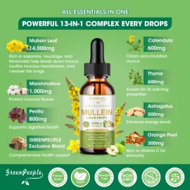 Green People 60ml Mullein Drops for Lungs, Detox and Cleanse Mullein Extract Supplement