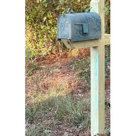 MEIYIHUI Heavy Duty Galvanized Steel Mailbox Post, Rural Mail Box Postal Storage Box with Bird Decoration (Vintage Green)