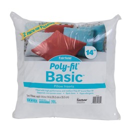 Fairfield Poly-Fil Basic, Personalizable Pillow Inserts, Pillow Inserts for Decorative Pillows, Travel Pillows, and Home Decor, 14" X 14", Pack of 2