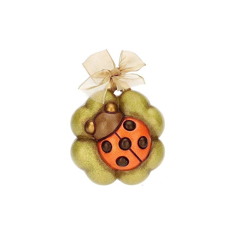 Thun - Mini Figurine with Ladybird on Clover Leaf Ceramic