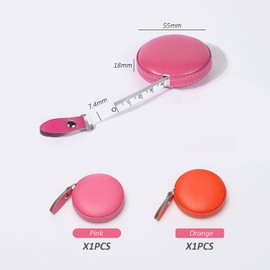 2 Pieces Genuine Leather Tape Measure, 150 cm Sewing Tape Measure, 60 Inch Tailor Measuring Tape, Portable Small Tape Measure for Body Measurement, Sewing Measure (Pink, Orange)