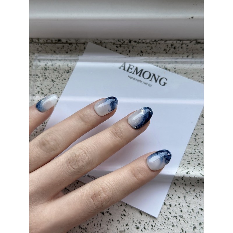Aemong: Starlight Waves Handmade Nail Tips - Mini Short Square