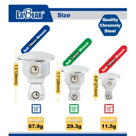 LABEAR -3 PC. WRENCH WOBBLE SOCKET ADAPTER SET