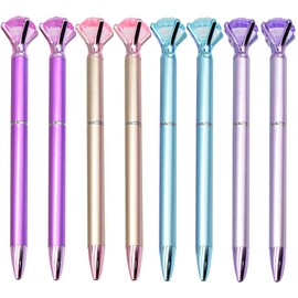 Maydahui Stylish Diamond Crystal Glitter Oil Based Ballpoint Pen Set of 8 Black Ink 0.02 inch (0.5 mm) Cute Stationery Cute Notebook Gift Present