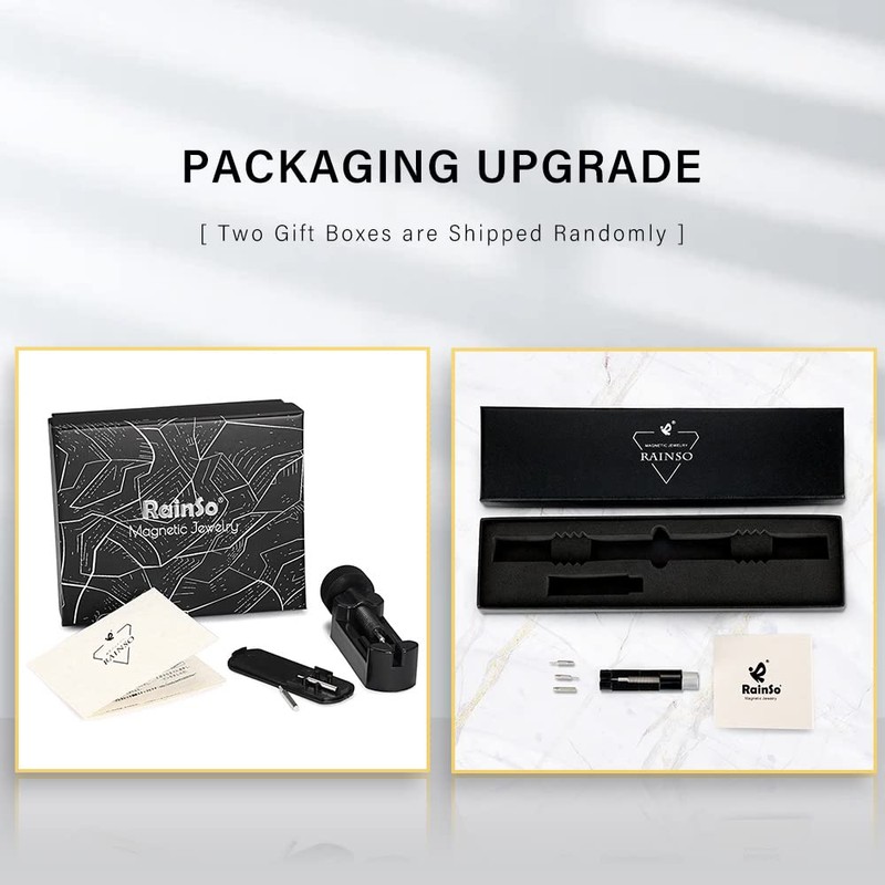 RainSo Men's Bracelet Black Double Row Magnetic Titanium Steel Bracelet