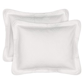 HISTORIC CHARLESTON King Charles Modern Farmhouse Floral Matelasse Decorative Pillowcase, 100% Cotton Breathable Bedding, King Sham (20" x 36"), White