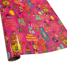 LivingFancy Fart Face Birthday Wrapping Paper