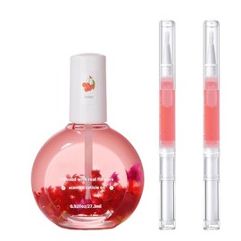 3 Stück Nagelpflegeöl Set - Blumen Nagelöl, 2pcs Nagelöl Stift - Stärkung und Moisturizer Nagelpflegeprodukte Kit - Nail Cuticle Oil Pflege für Hände und Füße (3pcs, Kirsche)