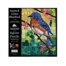 SUNSOUT INC - Stained Glass Bluebird - 1000 pc Jigsaw Puzzle by Artist: Cynthie Fisher - Finished Size 20" x 27" - MPN# 70716