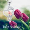 AXOMY Tulip Necklace 925 Sterling Silver Heart Tulip Flower Pendant