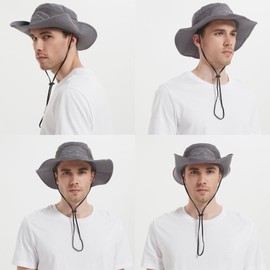 EKMTBJXY Mens Sun Hat Wide Brim Bucket Hat Fishing Hat UV Protection Hiking Hat Foldable Safari Boonie Hat