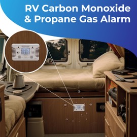 RV Carbon Monoxide and Propane Gas Detectors, Reset, and Individual LED Indicator Light with Loud Alert, 12V DC CO/LPG Gas Leak Alarm, Early Safety Warnings for RV, Trailer, Camper-White
