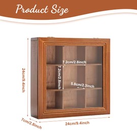 UgyDuky Wood Tea Bag Organizer Wooden Tea Box with 9 Compartments and Clear Acrylic Top Window Tea Bag Holder Multi-Functional Tea Box and Storage Organizer Natural Wooden Storage Chest for Tea Lovers