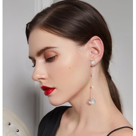 KristLand Butterfly Drop Earrings 925 Sterling Silver Ear Pin Gold Plated Butterfly Chain Earrings with Sparkly Cubic Zirconia Gifts Box