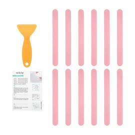 sourcing map 12Pcs Non-Slip Bathtub Stickers, 20x2 cm Strip Shape Shower Floor Non Slip Stickers with Scraper for Bathroom Shower Stairs Ladders, Pink