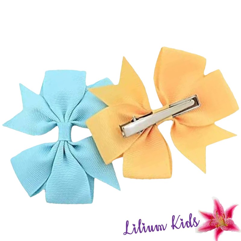 Hair Bows Clips 3" inch Pinwheel Vibrant Bright Colourful School